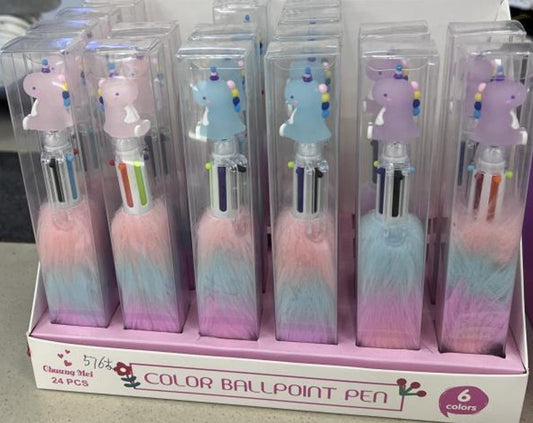 Pen med pastel plys og dinohjørning