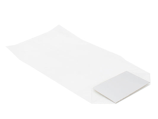 Krydsbundsposer med sølvfarvet karton indlagt i bunden, 8,5 x 5 x 30,5 cm. 35my. Pakke med 100 sæt.